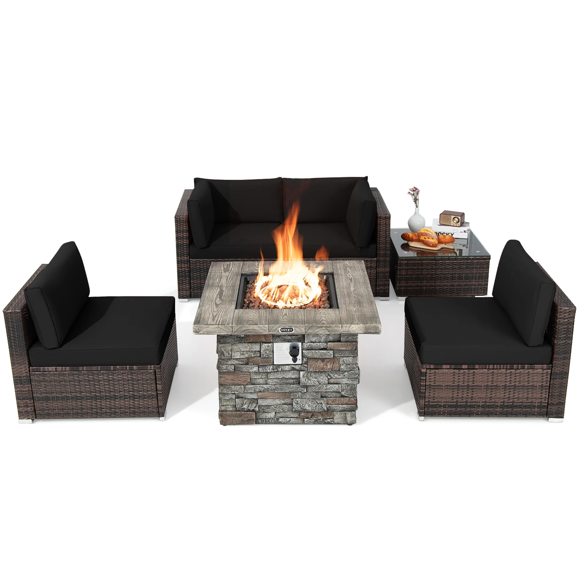 6 PCS Patio Wicker Furniture Set 34.5