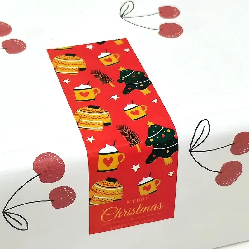 

3x9cm Christmas Gift Stickers Decorative Sealing Paper Sticker Merry Christmas Self-adhesive Labels For Children's Day party