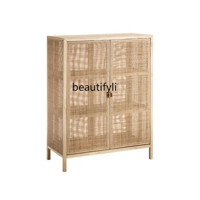 

Sideboard Cabinet Solid Wood Simplicity Modern Household Rattan Storage Cabinet Home Nordic Storage Cabinet Storage Side Cabinet