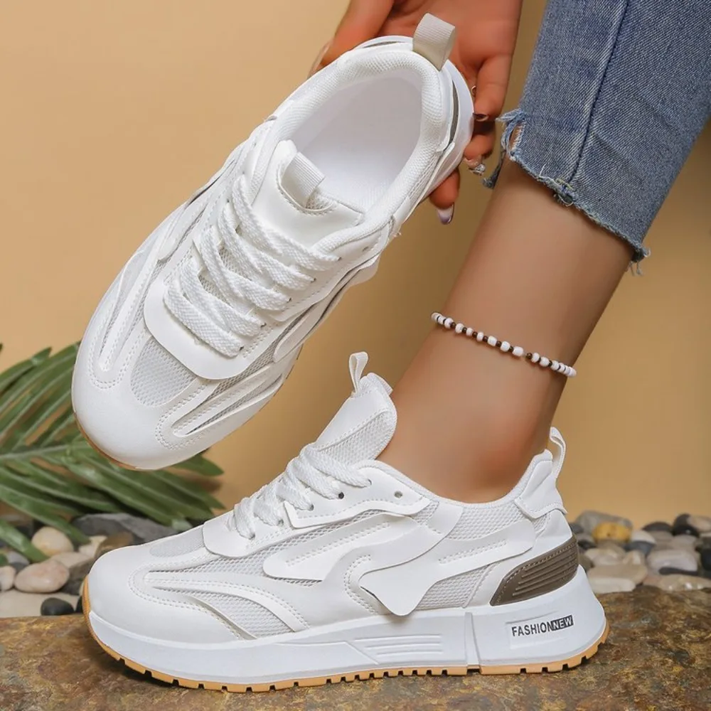 

2026 Spring Summer New Fashion Casual Shoes Ladies Lace Designer Students White Shoes Breathable Koran Mesh Sneakers Woman