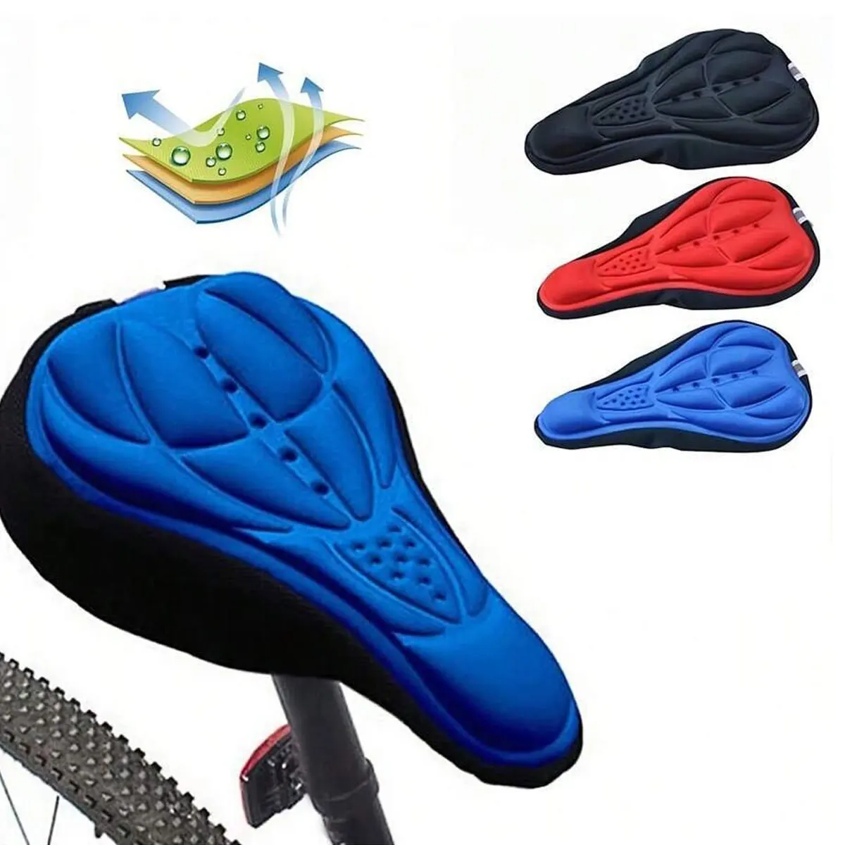 PINMOAP 1PC Mountainous Bicycle Seat Cover Thickened Comfortable Foam Cushion 3D Breathable Silica Gel Riding Accessories image 6