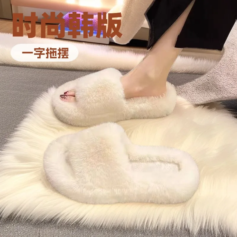 شباشب مجعدة لخريف وشتاء 2025 للنساء على الطراز الكوري على الطراز الكوري للخروج بكعب منخفض مفتوح من الأمام شباشب فروي بسيطة #1