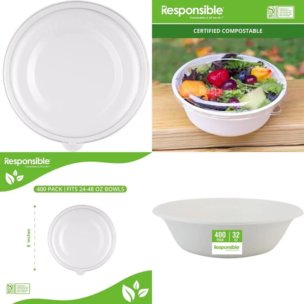 

Extra Strength Tree-Free Bowl Lids, PFAS-Free, 24-48 oz, 400 Count, Ideal for Eco-Conscious Consumers