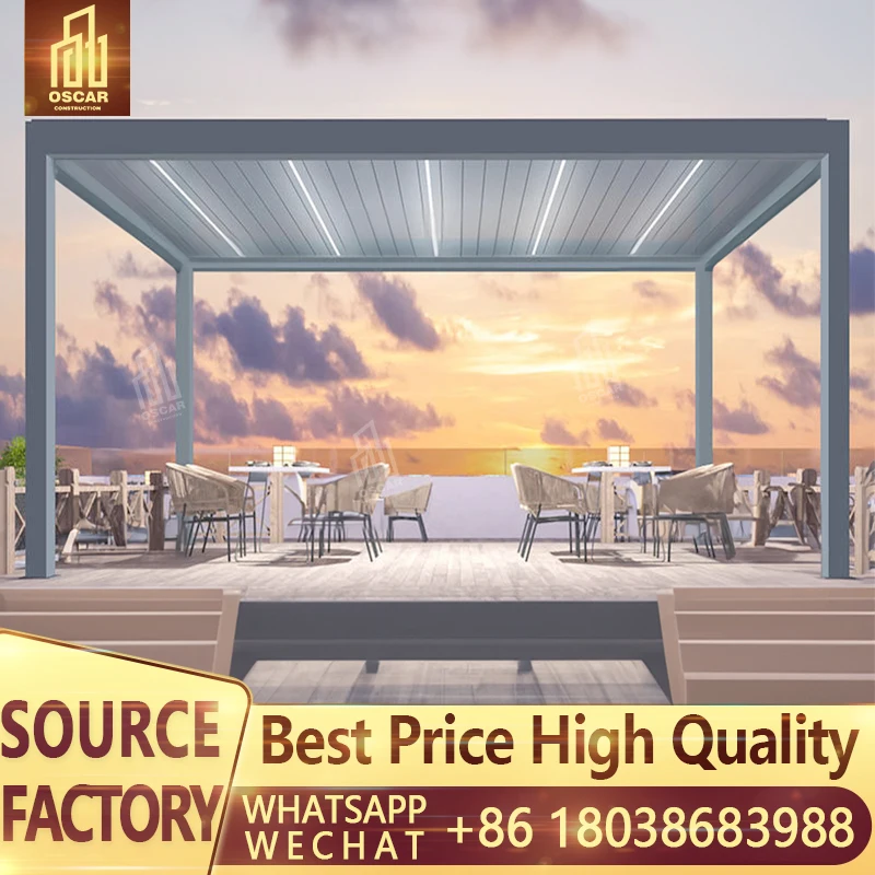 Manufacture 3x3 3x4 5x5 5x4 Pergola Fully Automatic Retractable Sliding Waterproof Terrace Roof Aluminum Pergola Sunny Room