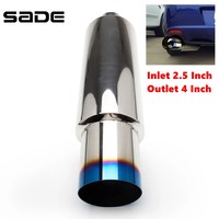 Stainless Steel Exhaust Muffler Tip Tail Pipe Inlet 2.5 Inch Outlet 4 Inch Burnt Type Silencer Tail Pipe For Universal