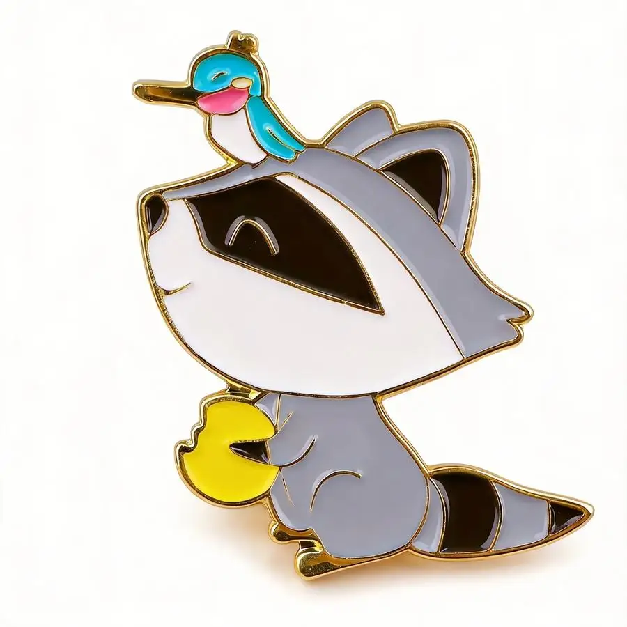1/5/10/20/50/100pcs Cute Cartoon Raccoon and Bird Badges, Daily Wear Lapel Badges, Suitable for Fashionable Matching Badges on B