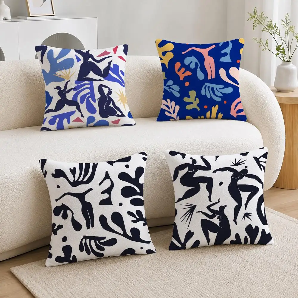 Colorful Modernist Collage Design Matisse Cut-Outs Pattern Soft Plushs Fluffy Throw Pillow Cases for Sofa Bedroom Home Decor