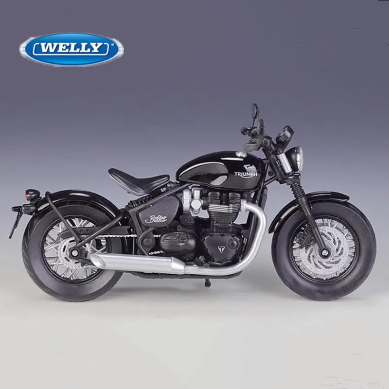 WELLY 1:12 Triumph Bonneville Bobber Alloy Racing Motorcycle Model Simulation Diecast Metal Street Motorcycle Model Kid Toy Gift