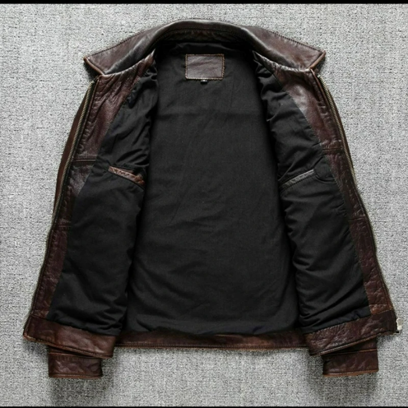 Autumn and Winter New Tooling Leather Jacket Men American Retro Trend Slim-fitting Lapel Slim-fitting Short Temperament Fashion