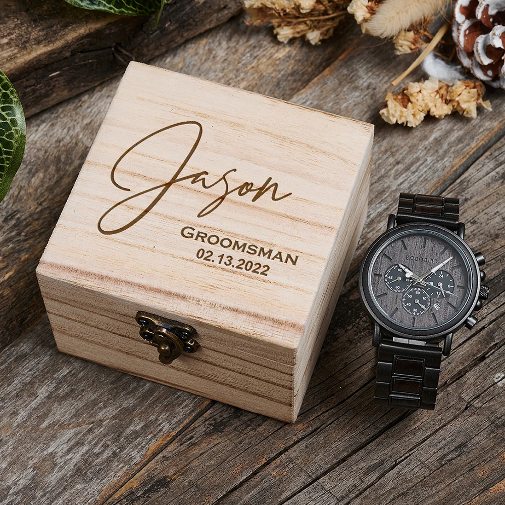 

Personalized Groomsmen Gift BOBO BIRD Wood Watches Engraved Wooden Watches Custom Best man Thank you Gift for Wedding