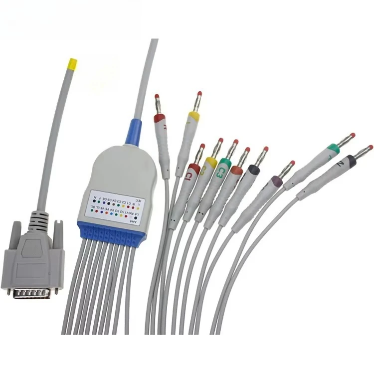 12 Lead EKG ECG Cable DB15pin 4.0 Banana Plug IEC AHA Compatible AT3 AT5 AT6 CS6 AT10 AT60