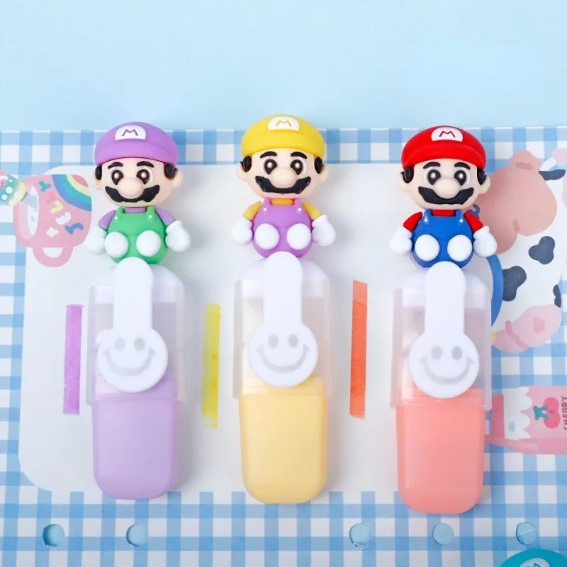 6Pcs Super Mario Bros Marking Pen Children's Highlighter Pen Set Anime Markers Cute Student Drawing Tool Stationery Boys Gifts