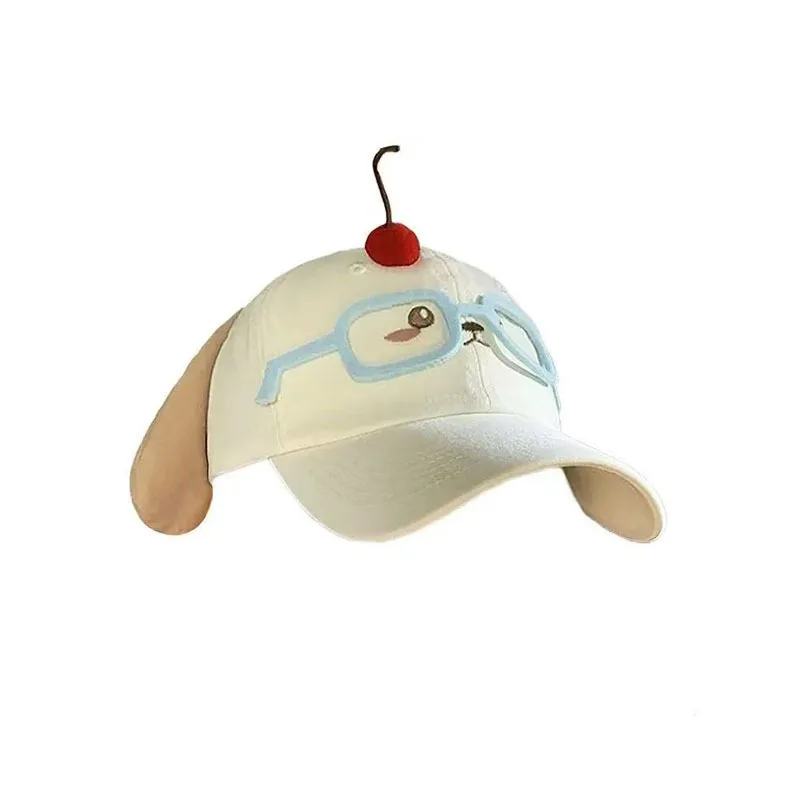 قبعة بيسبول لطيفة على شكل رسوم كرتونية يابانية جديدة من Miniso، قبعة بيسبول على شكل جرو، قبعة كرة البط اللطيفة