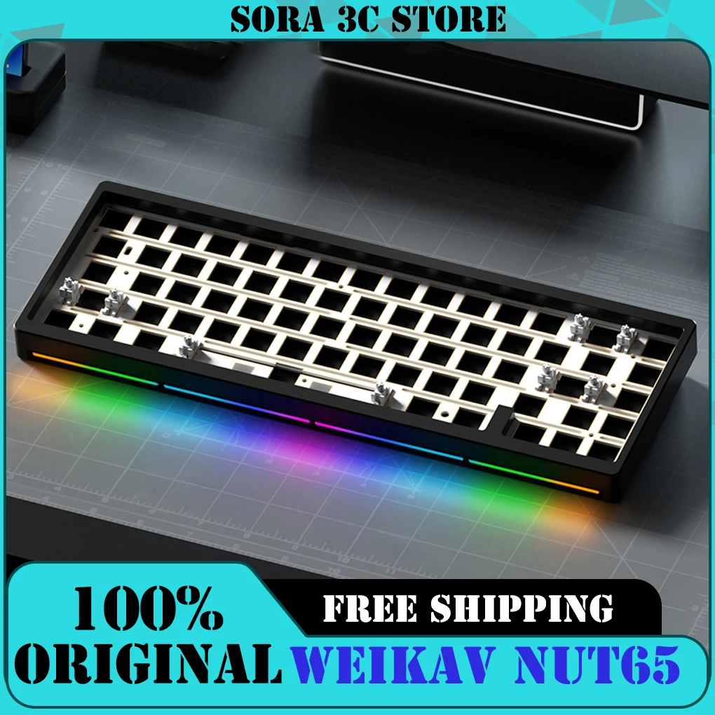 WEIKAV NUT65 Mechanical Keyboard Aluminum Kit Wireless Tri-Mode Custom Hot Swap Rgb Gasket Support QMA VIK Office Gaming Keyoard