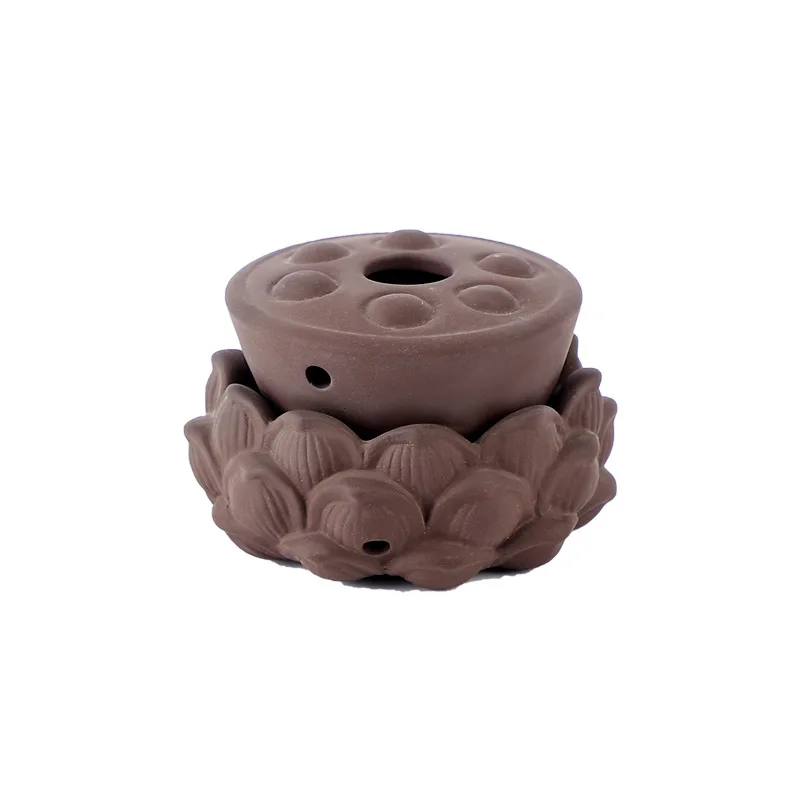 Purple Sand Lotus Moxibustion Pot Ceramic Belly Button with Aita Holder