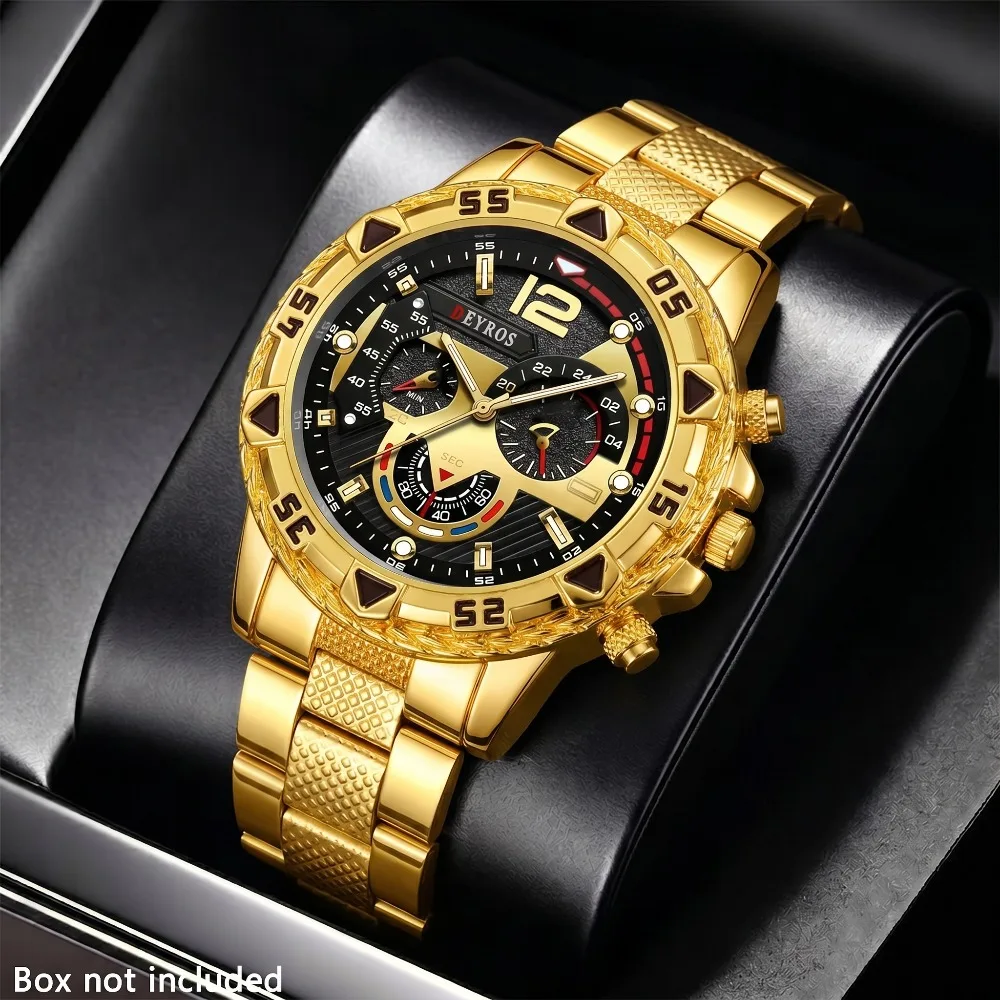 Luxury Stainless Steel Men Watch, Casual Quartz Wristwatch Ideal Gift for Men