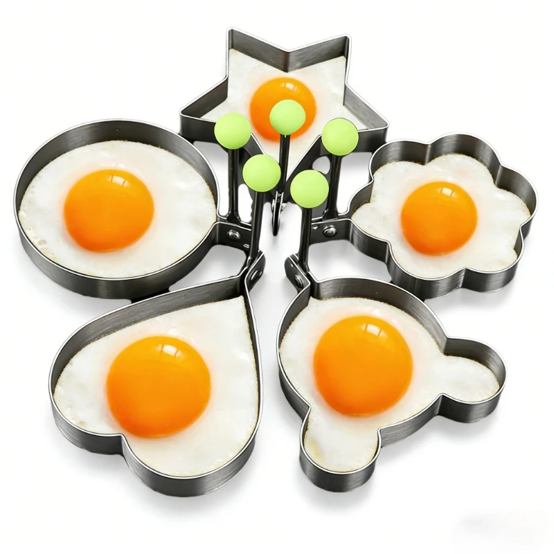 1/4/5 Unidades de Moldes de Acero Inoxidable para Huevos, Antiadherentes, Redondos, para Panqueques y Omelettes, Utensilios de Cocina para Desayunos y Repostería