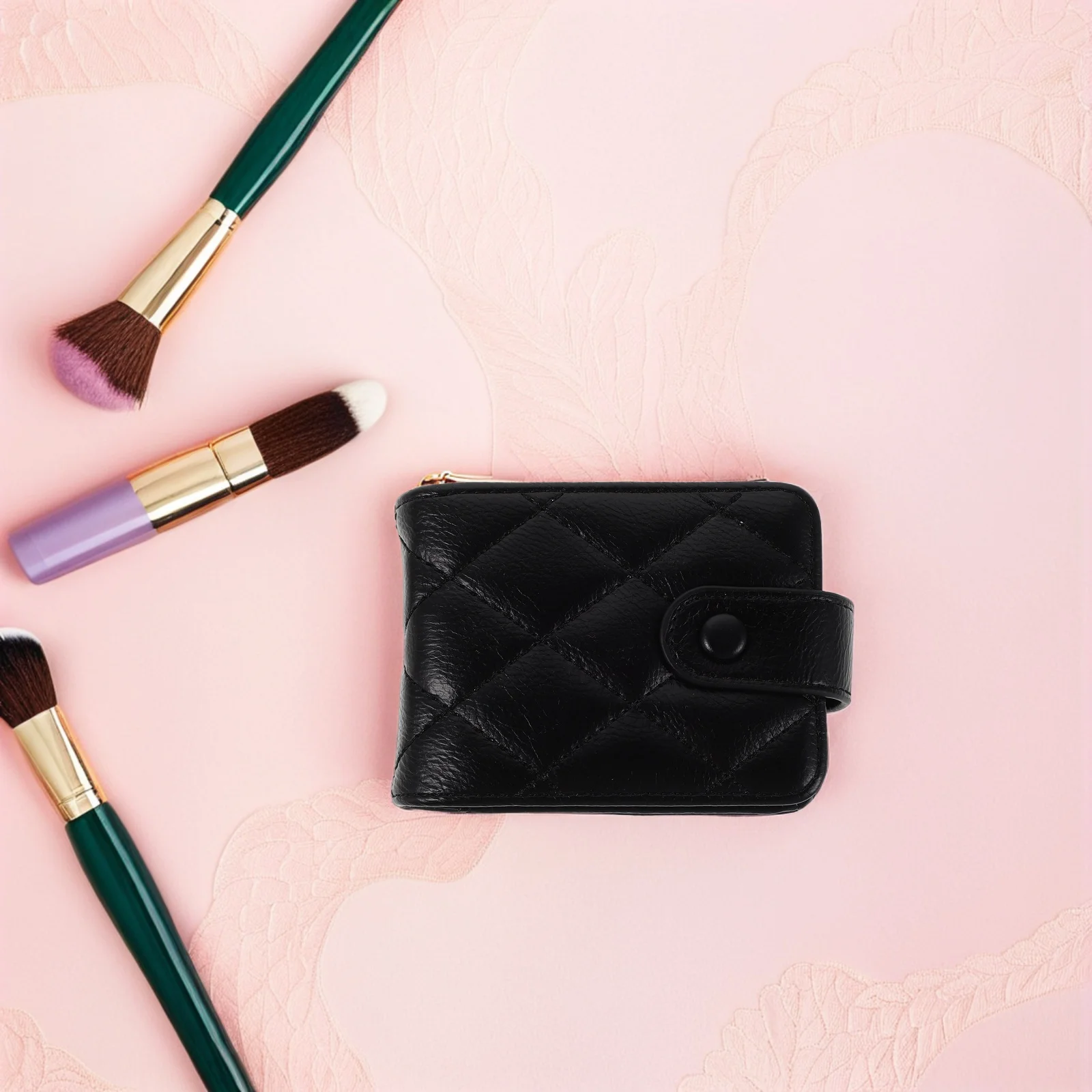 

Mini Quilted Lipstick Holder Makeup Bag Mirror Travel Pouch Small Purse Essentials Women Travel Bag Quilted Purse Small