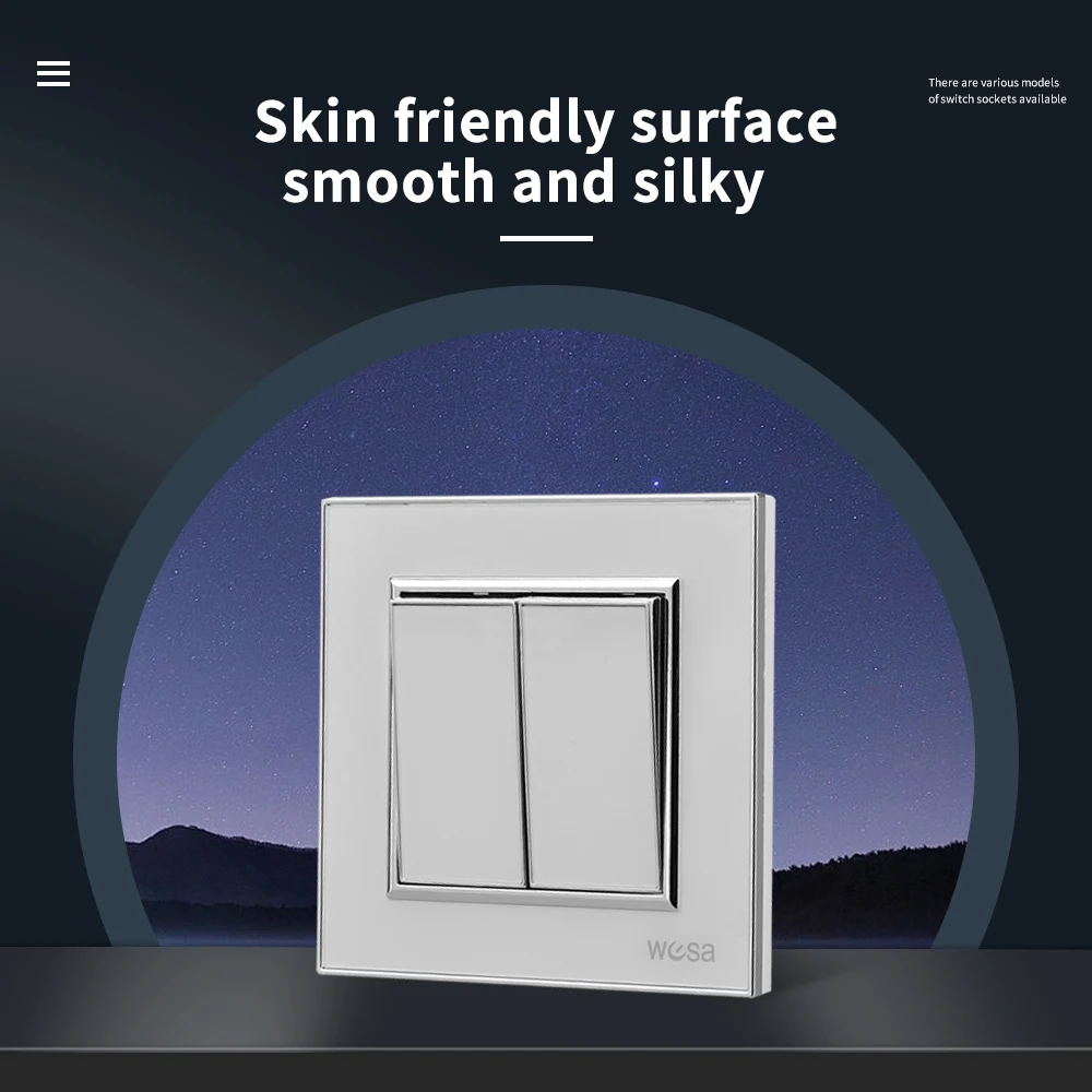 الأبيض الجدار الروك التبديل تشغيل/إيقاف 16A التيار المتناوب 250 فولت الاكريليك لوحة لهب 2 عصابة 1 طريقة الاتحاد الأوروبي القياسية الكلاسيكية زر مفتاح الإضاءة #3