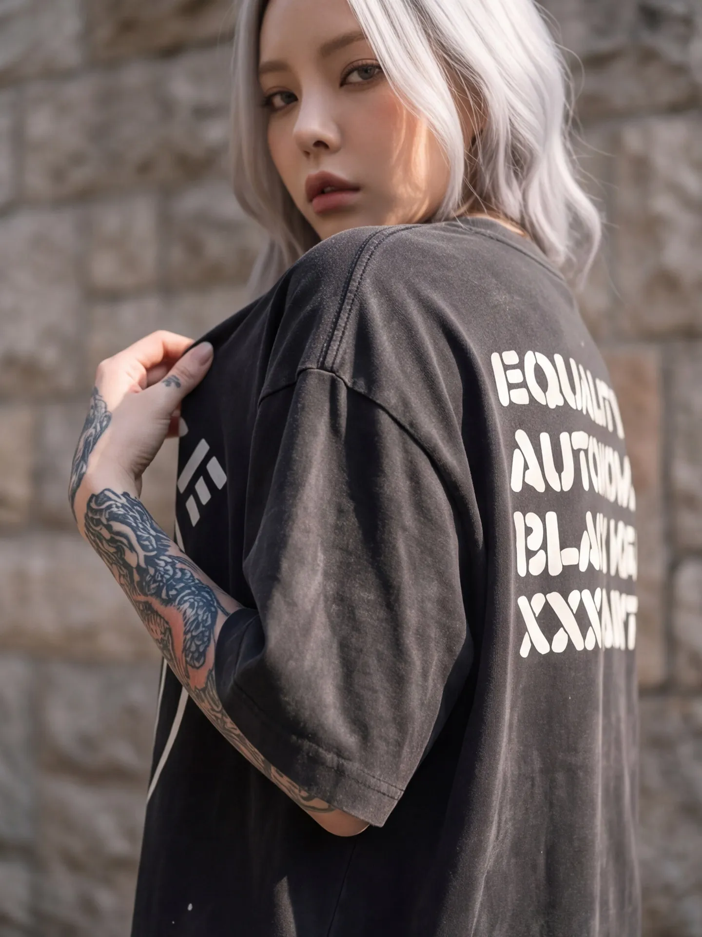 Yao Fashion New Vintage Washed Retro Loose Peace Letter Saint Cotton Tee American Style Streetwear Print Tops T-shrit for Men