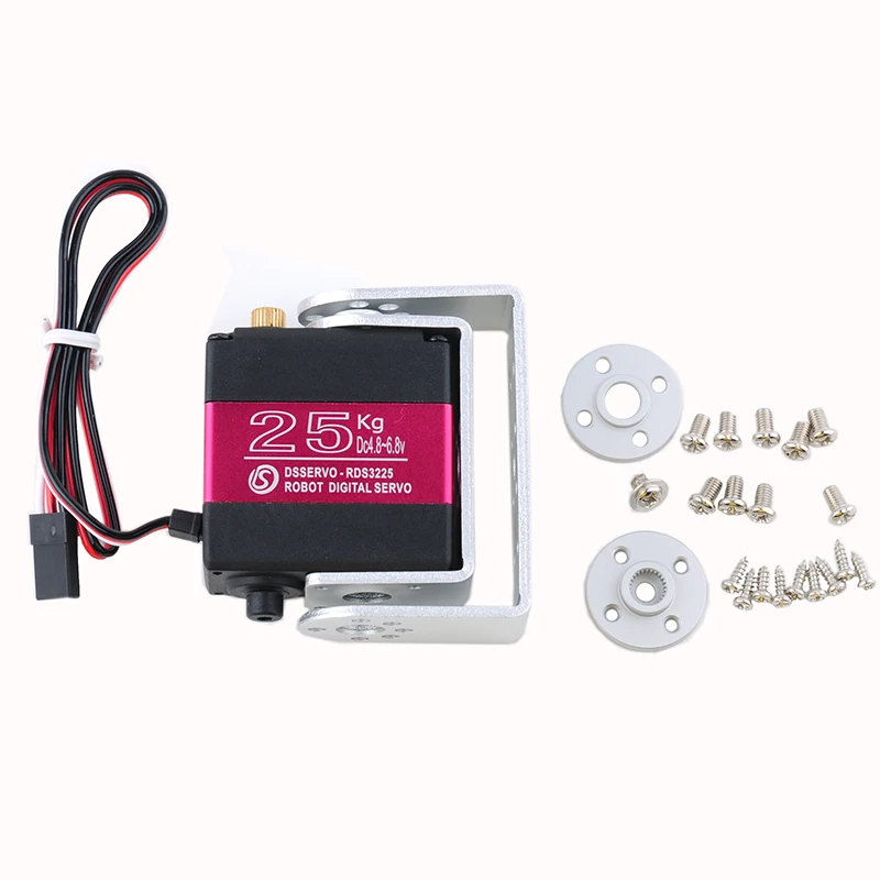 Servo robotico digitale con ingranaggi metallici RDS3225 da 25 kg 180 270 gradi a doppio albero impermeabile IP66 con montaggio a U lungo e corto