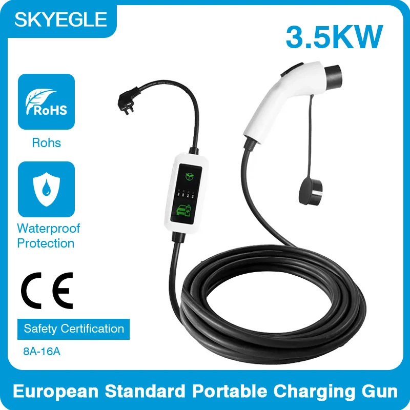 SKYEGLE 7KW EV Charger Type 2 Adjustable 16A\\32A Portable EV Charging for Tesla Model Y Home & Outdoor Use Electric Car Chargers