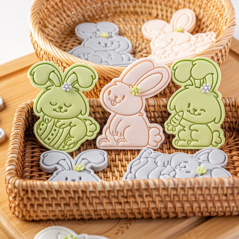 

3D Cookie Cutter Easter Rabbit Egg Biscuit Mold Cartoon Bunny Mould Fondant Stamp Tools Party Decorations Anime Cookie Cutter