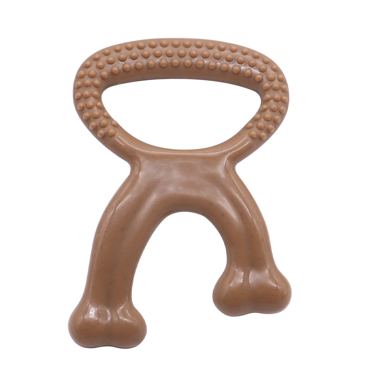 Sakkrrua Dog Teeth Grinding Toy, Self Relaxing and Bite Resistant Toy, Bone Shaped Toy, Brown, 1 Pcs