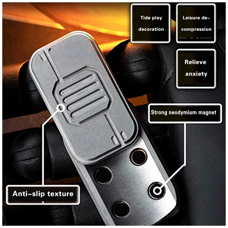 EDC Stainless Steel Metal Stress Relief Toy Magnetic Push Card Fidget Mechanical Slider Push Plate Mens Birthday Christmas Gift