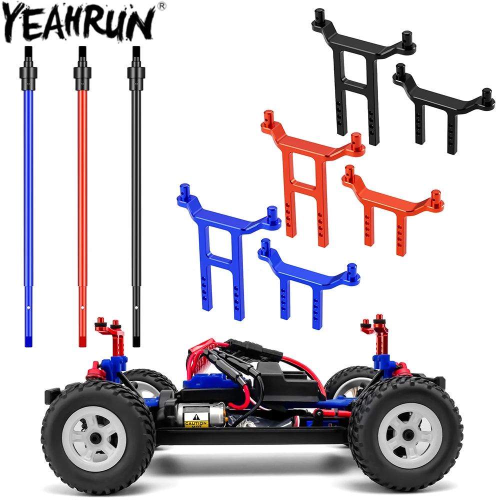 YEAHRUN – arbre d'entraînement central en alliage d'aluminium, support de colonne de poteau de corps avant et arrière pour 1/18 t-raxxas Latrax Teton, pièces Desert Prerunner