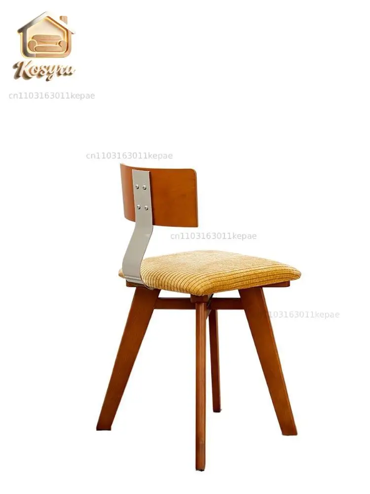 Medieval dining chair Nordic solid wood backrest dining table and chairs wabi wind stool designer French retro chair