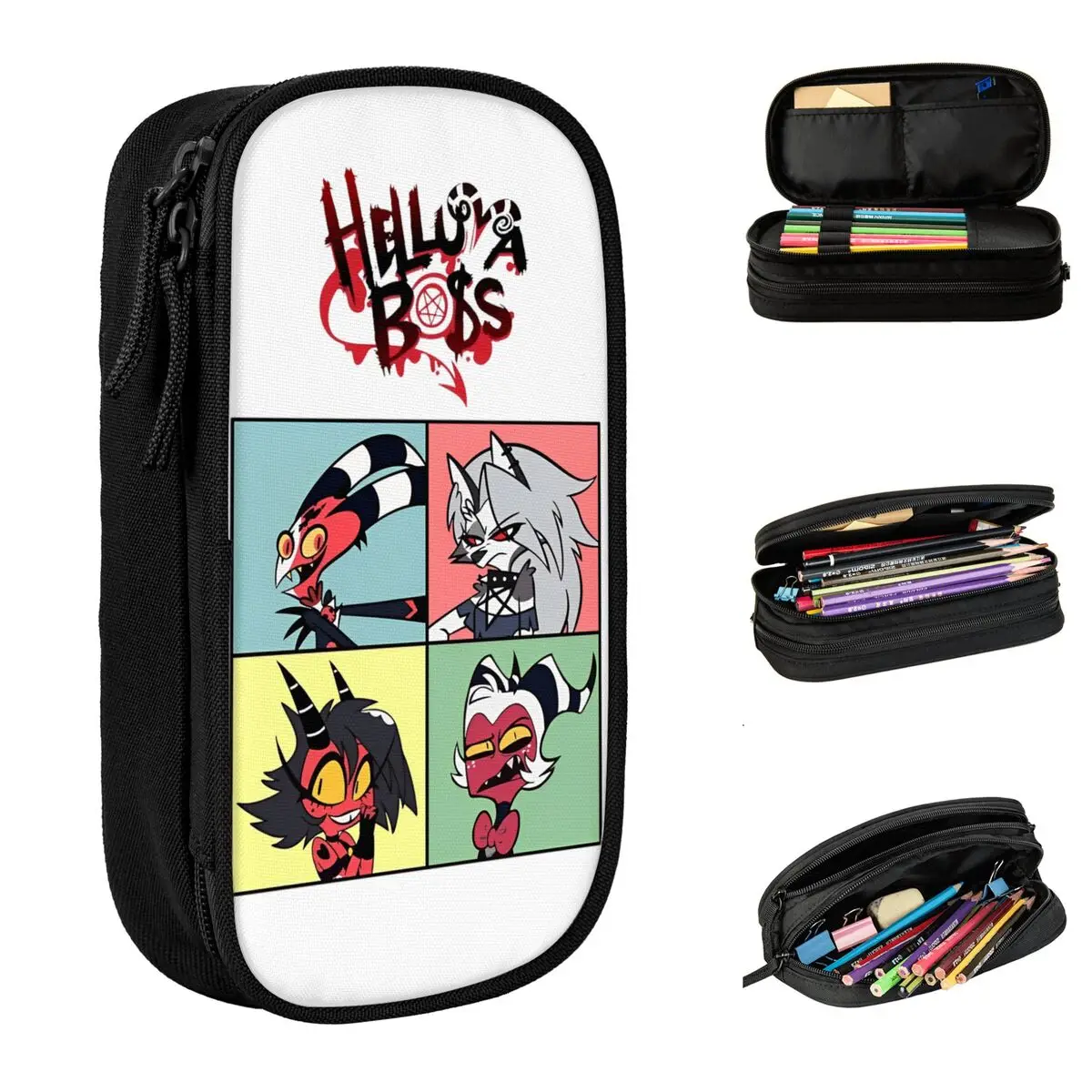 Helluva-Boss Cartoon Pencil Cases Pencil Box Pen Kids Large Storage Bags School Supplies Gift Stationery