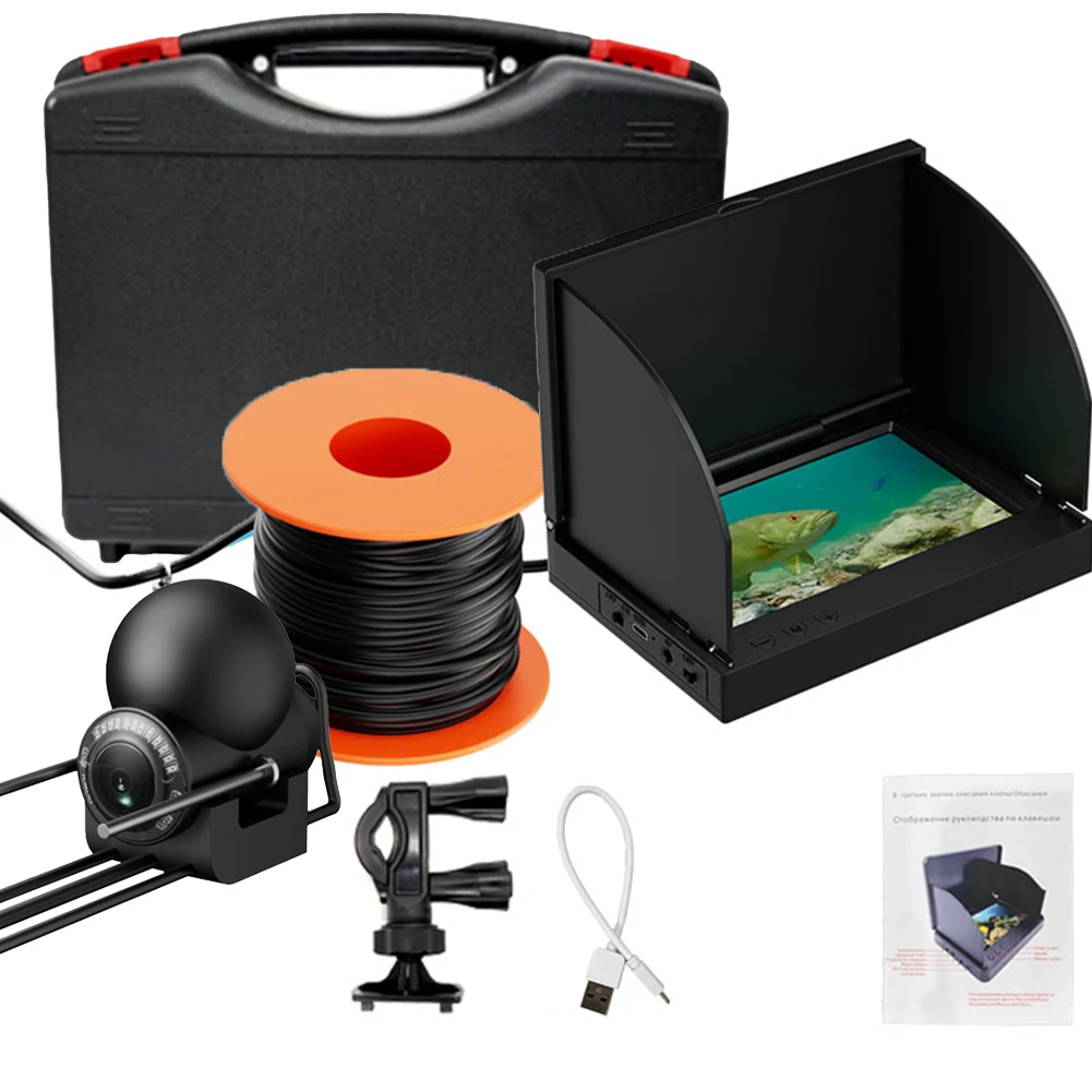 

Fish Finder Set 5.0 Inch IPS Display Fish Finder Underwater Fishing Camera 220°wide Angle Fish Alarm Fish Finder Equipment