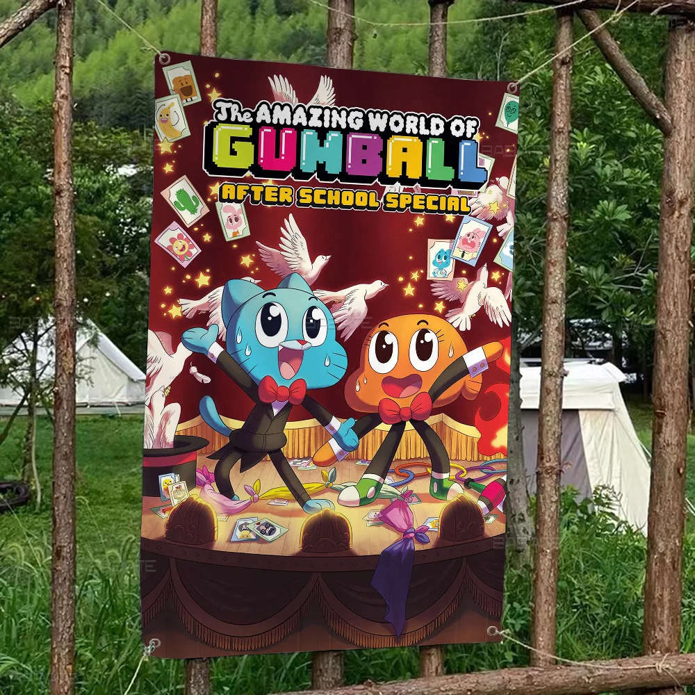 مدهش مضحك W-world من Gumball الكرتون العلم الجدار شنقا راية الديكور ديكور المنزل المنزلي