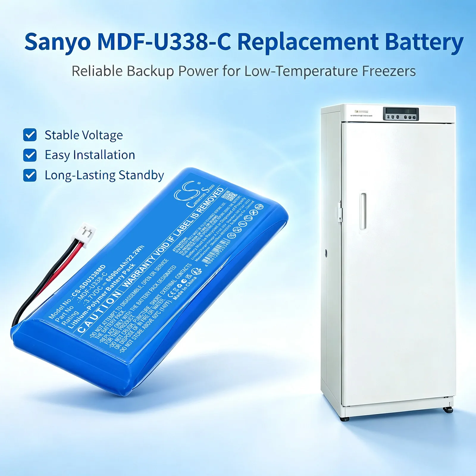 Replacement 3.7V 6000mAh Medical Battery for Sanyo MDF-U338-C
