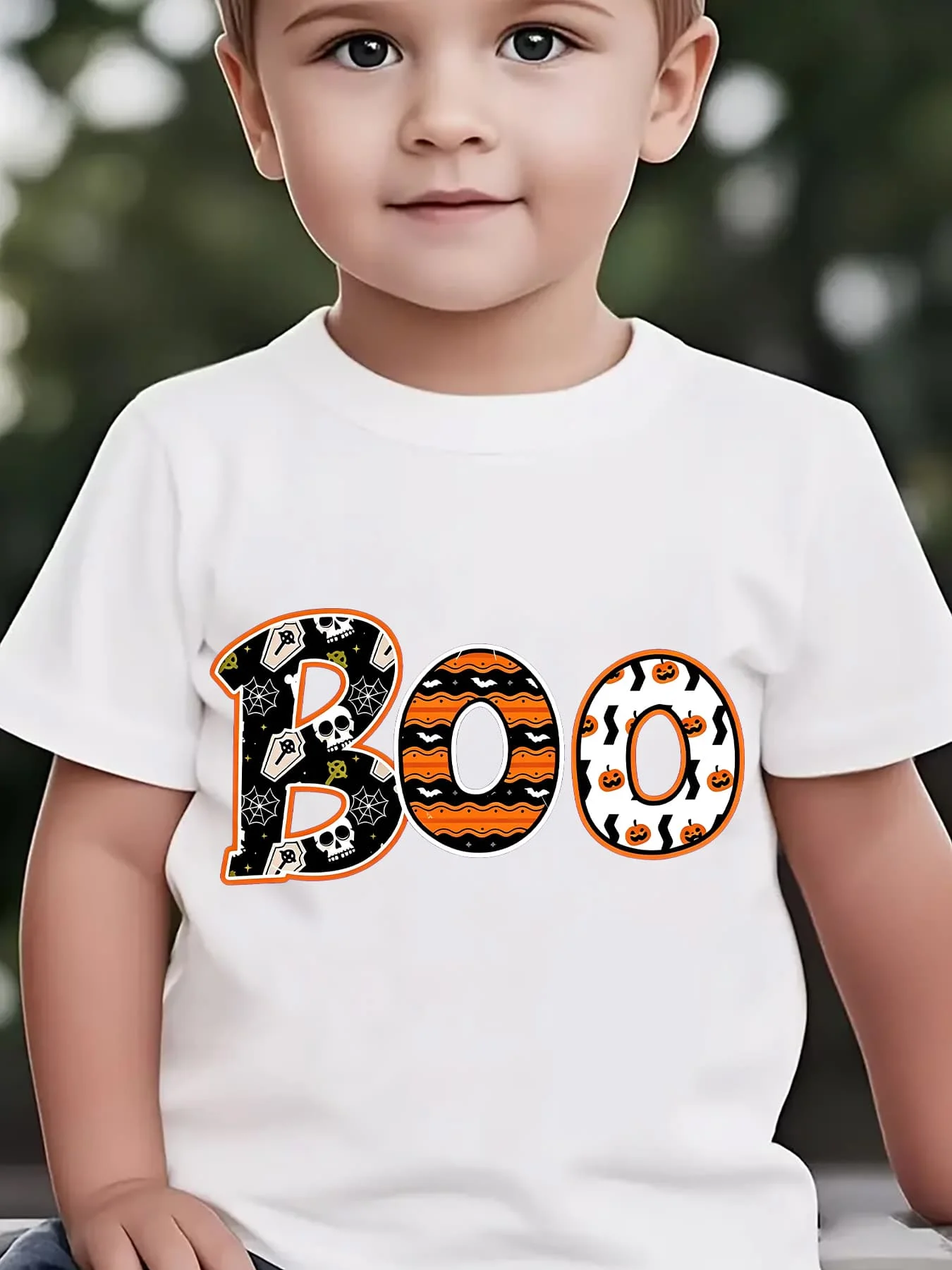 Kids Boys Girls Family Matching T Shirt Halloween Boo Skull Spider Web Pumpkin Graphic Print Short Sleeve Crew Neck Tee Tops