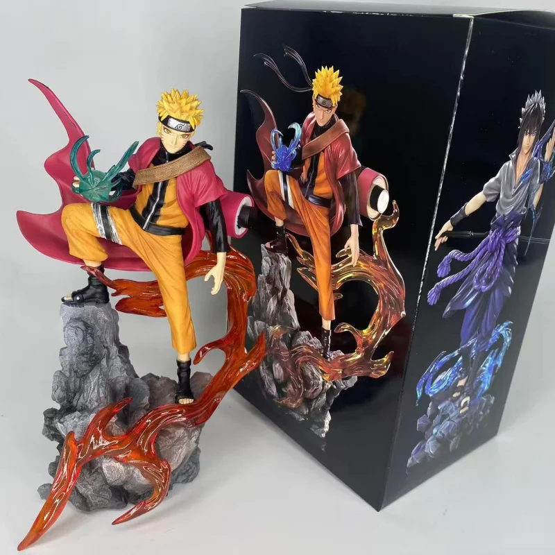 

23CM Naruto/Sasuke Handmade Scene Table Set Model Ornament Statue Gift/Hokage Anime Character PVC Collection Model Gift Toy