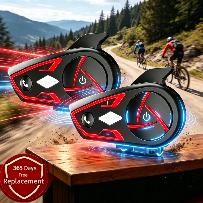 Houtonsen S3 Bike Helmet Bluetooth Headset 1000M 6 Users Waterproof RGB LED Lamp