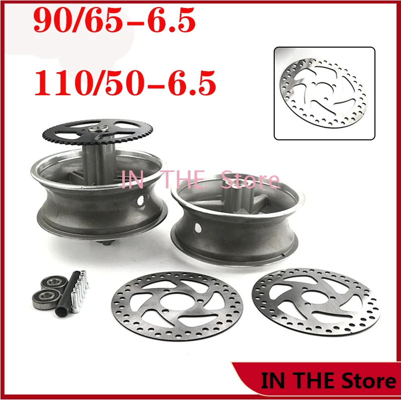 90/65-6.5 front or 110/50-6.5 rear Aluminum Wheel hub,Sprocket,Brake disc Axle bearing fits 49cc Mini Dirt Bike e Scooter Moto