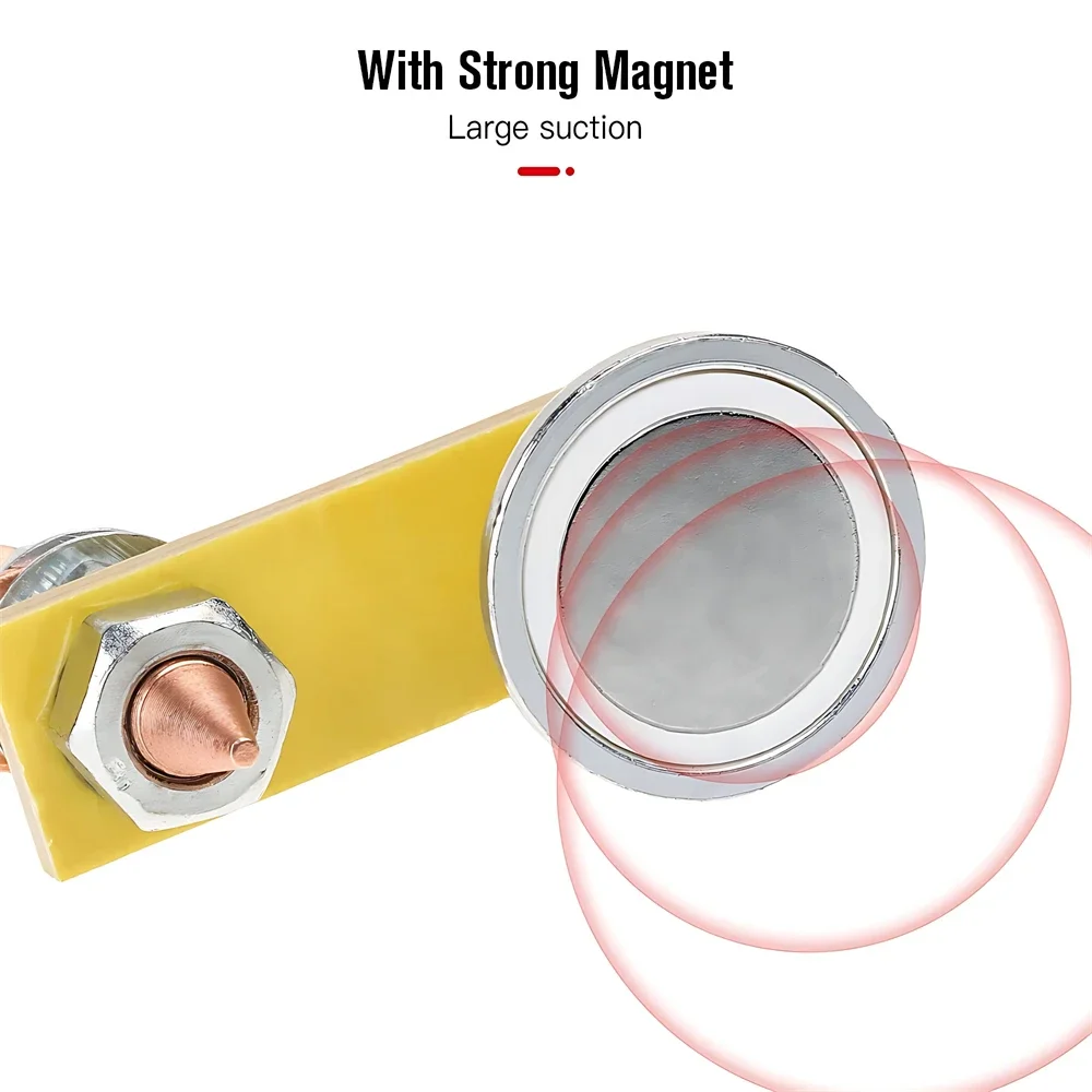 Imagem -04 - Soldagem Ímã Cabeça Magnetic Ground Clamp Ferramentas Magnetismo Forte Grande Sucção Cobre Cauda Soldagem Estabilidade Grampos