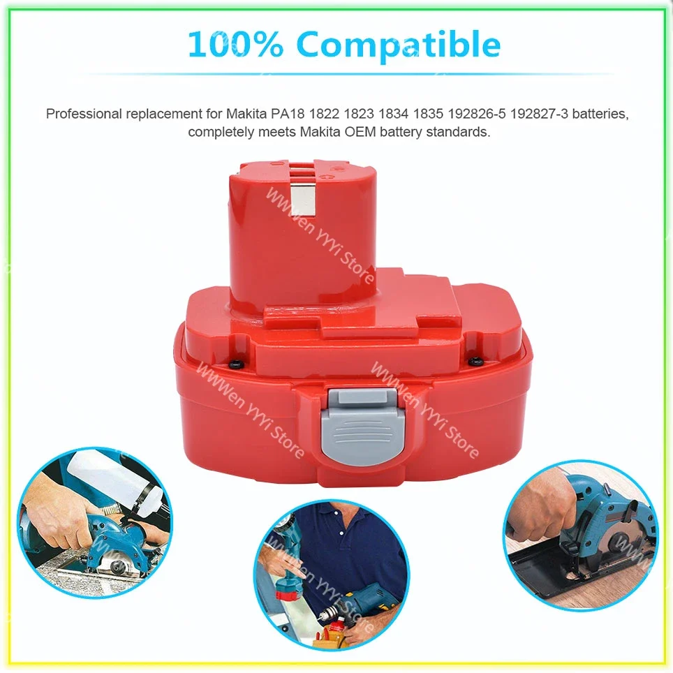 Makita PA18 4800mAh 18V 6800mAh 9800mAh Ni-MH Battery Replace Makita 18V PA18 1822 1823 1833 1834 1835 1835F 192828-1 192829-9