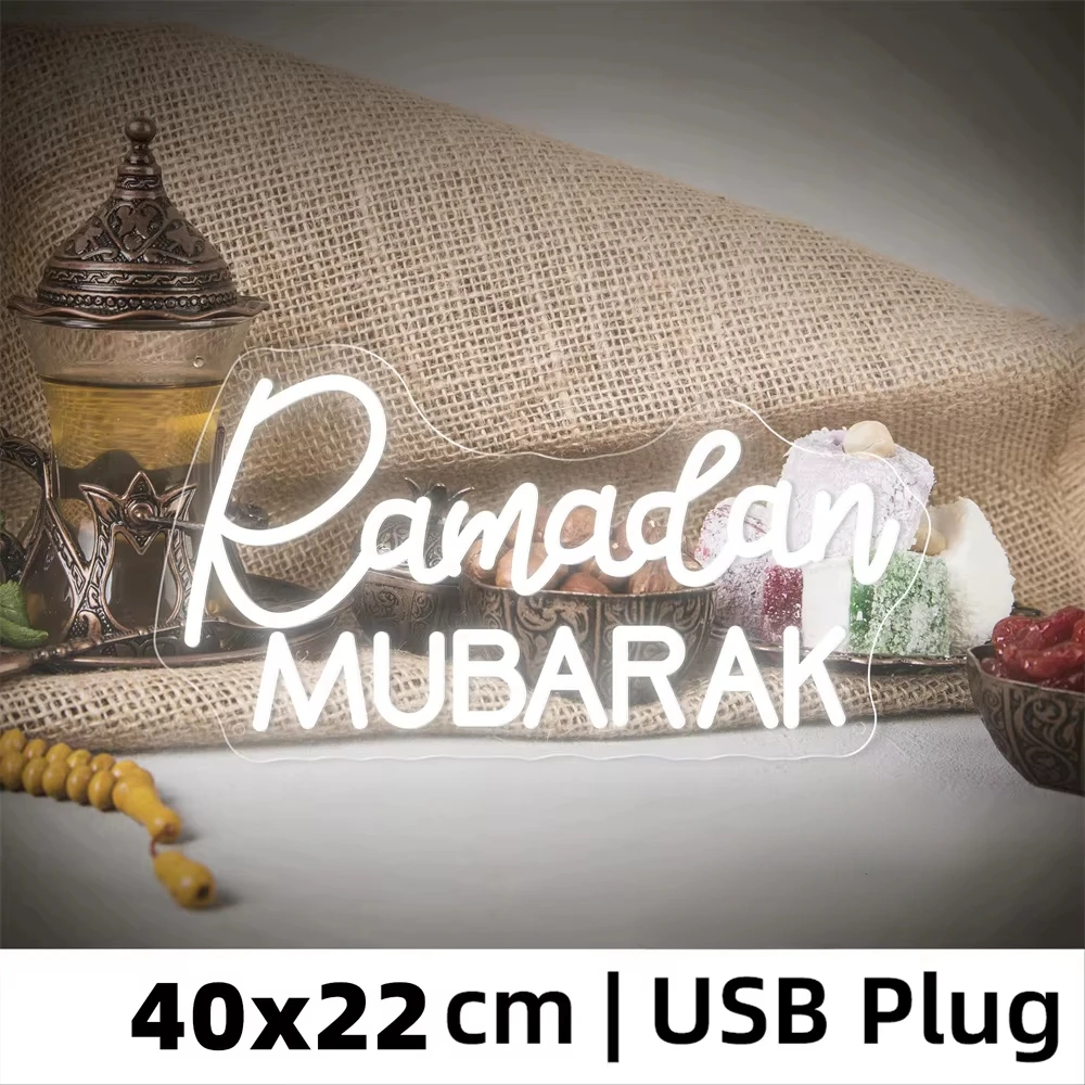 Eid Mubarak LED Neon Sign Ramadan Decorations Neon Sign for Home Ramadan Mubarak Decor Neon Sign Home Bedroom Decoration USB