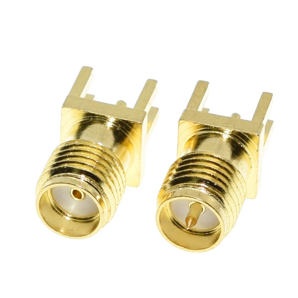 TZT 10Pcs 1.6mm SMA Female / Male Jack Solder Nut Edge PCB Clip Straight Mount Gold Plated RF Connector Receptacle Solder