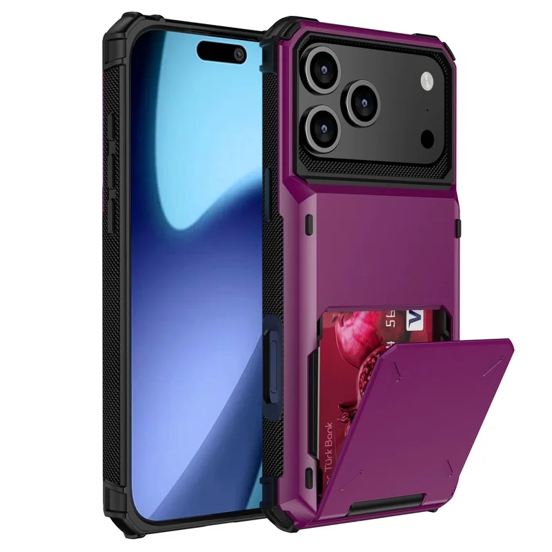 Card Holder Case For iPhone 18 17 16 15 14 13 12 Pro Max Heavy Duty Wallet Hidden Flip Slot Protective Hard Back Cover