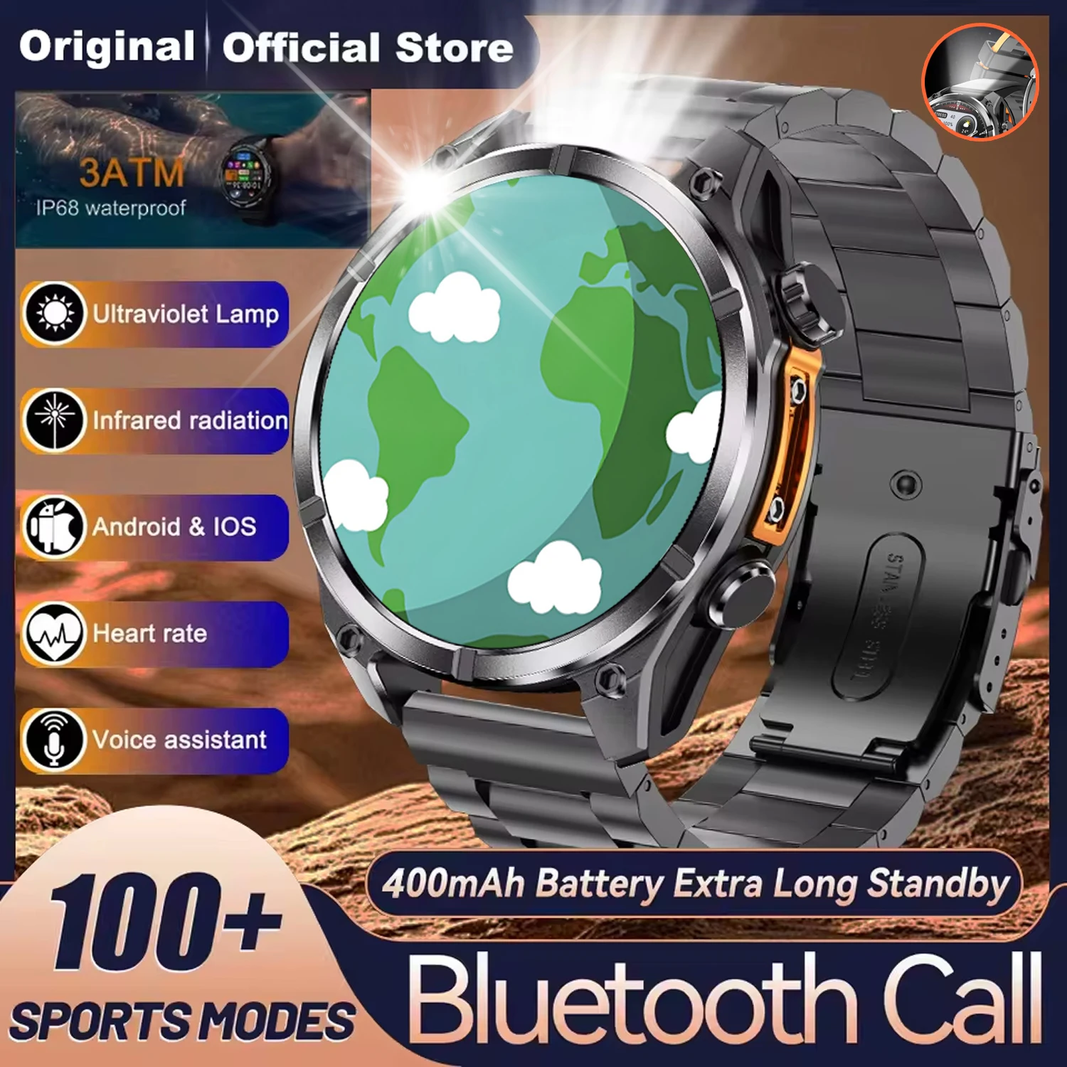 

2025 New 3ATM Diving Smart Watch For Huawei Men HD AMOLED Screen Sports Fitness Compass GPS Track Heart Rate BT Call Smart Watch