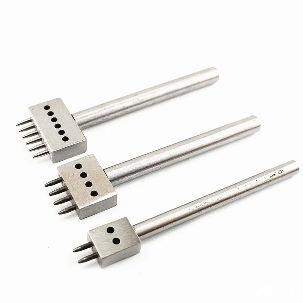 

5Mm Round Diamond Chisel Craft Tool Stainless Steel Hole Punch Set For Diy Prong Stitching Anti-Slip Handle
