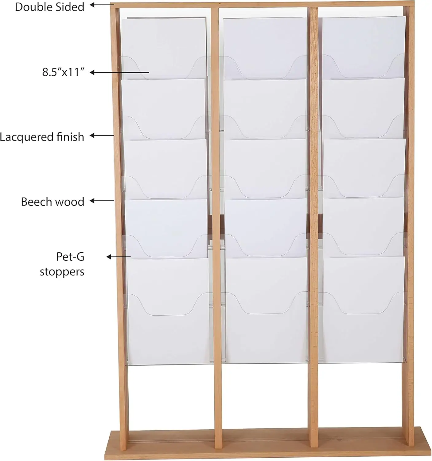 Magazine Brochure Rack Double Sided Floor Standing Wooden Leaflet Literature Catalog Holder Stand with