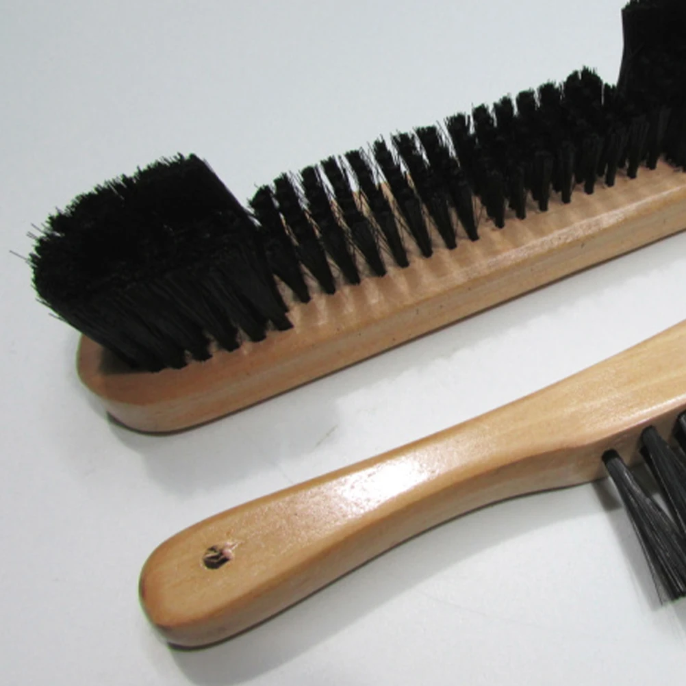 

2Pcs Billiard Table Brush 9 Inch and Small Long Handle Wooden Pool Table Cleaner with Dual Length Bristles for Corners Horseshoe