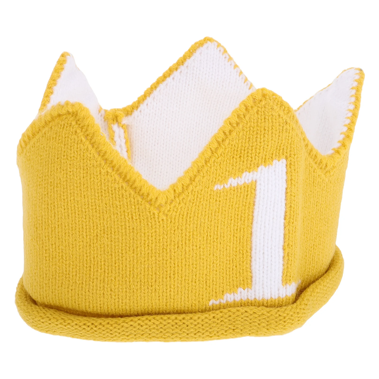 

Baby First Birthday Crown Knitted Yellow Hat Soft Pullon Breathable Yarn Toddler Party Photo Prop 1st Birthday Crown