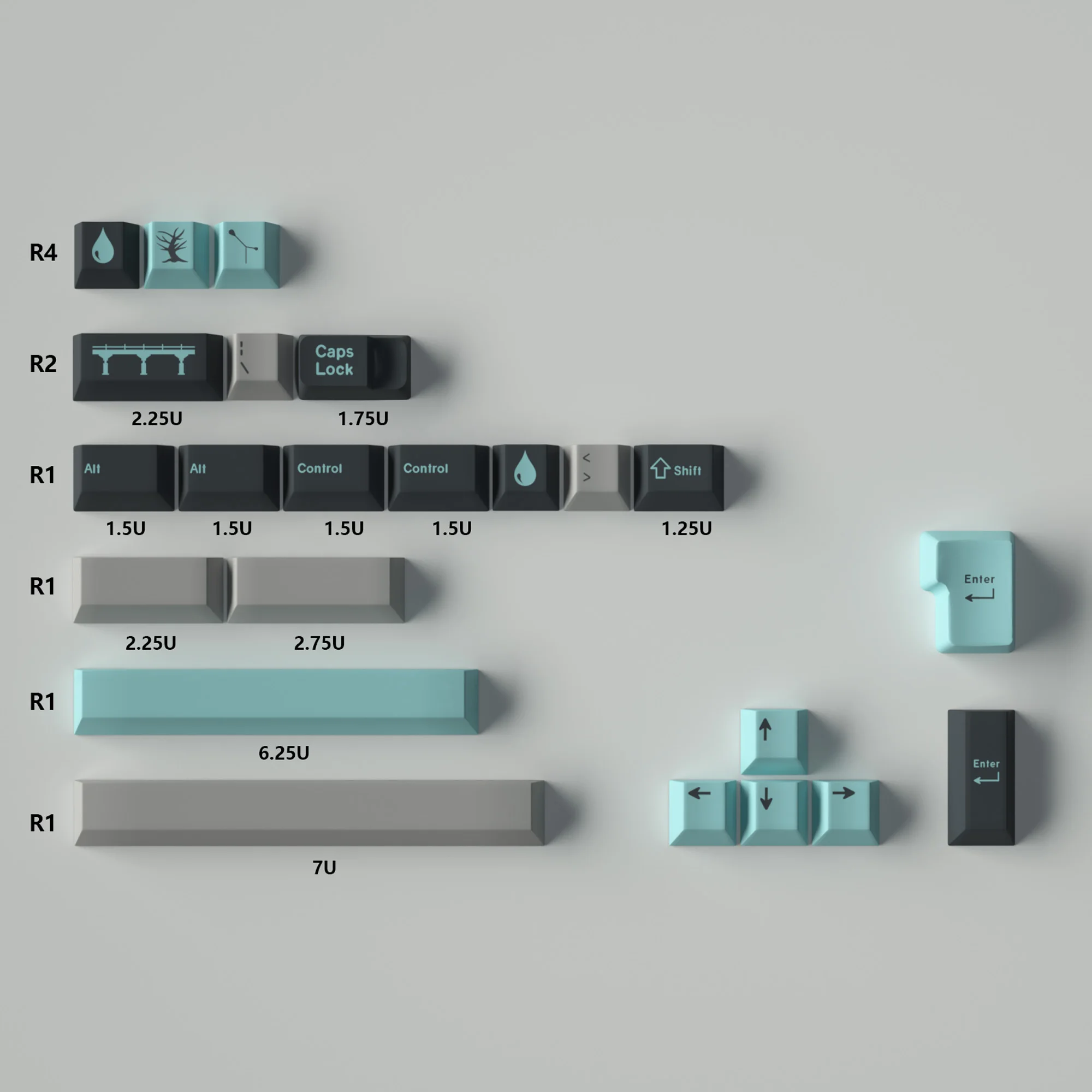 Imagem -06 - Gmk-dia Chuvoso Keycaps para Teclado Mecânico Ciano Pbt Dye Sublimação Cereja Perfil Gk61 Anne Pro Jogo